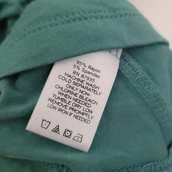 LOGO by Lori Goldstein Womens Blouse Top L Green Rayon Long Sleeves Lagenlook - Picture 4 of 7